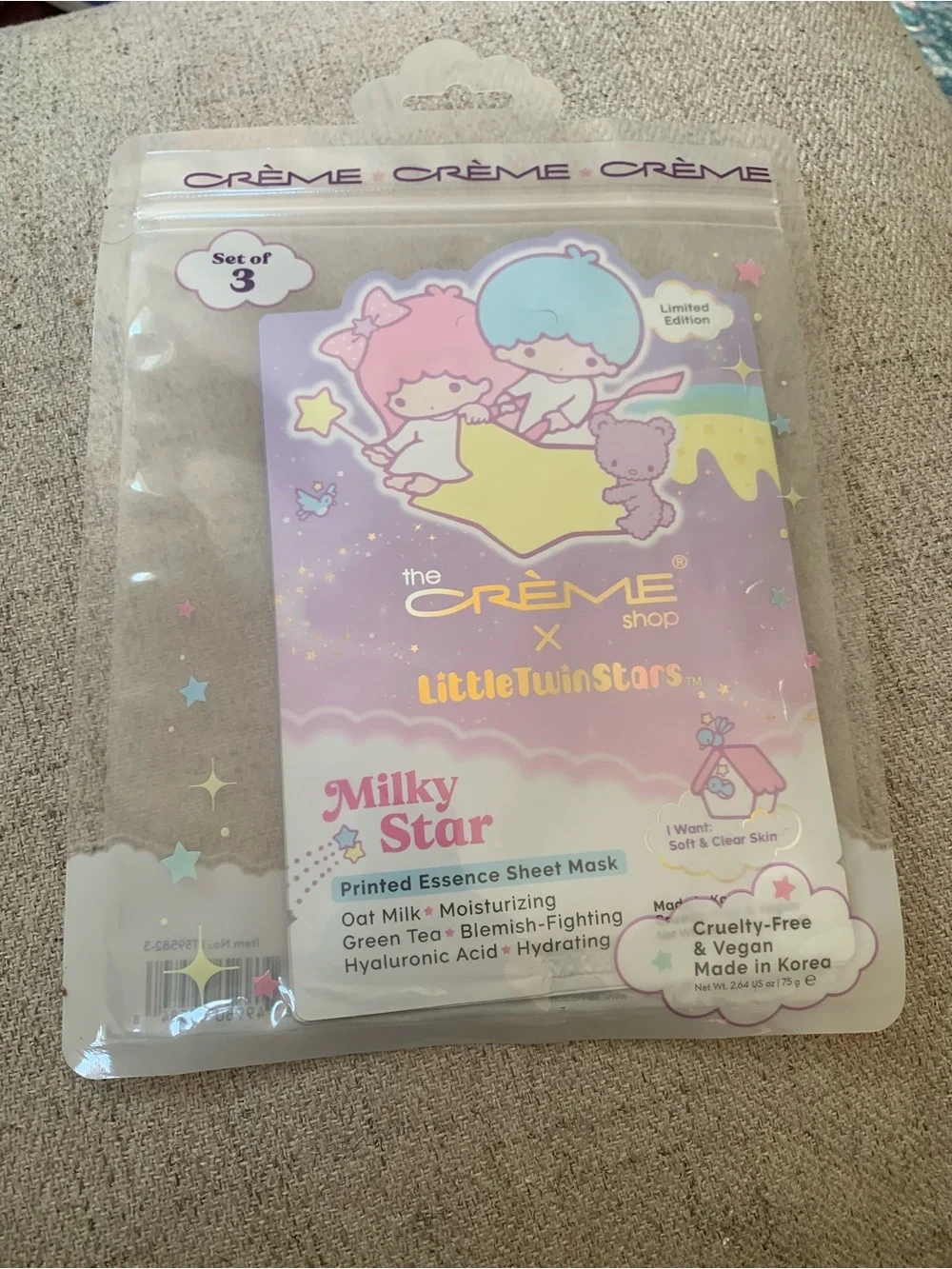 The Crème Shop Little Twin Stars Milky Star Print Essence Sheet Mask - Set of 3